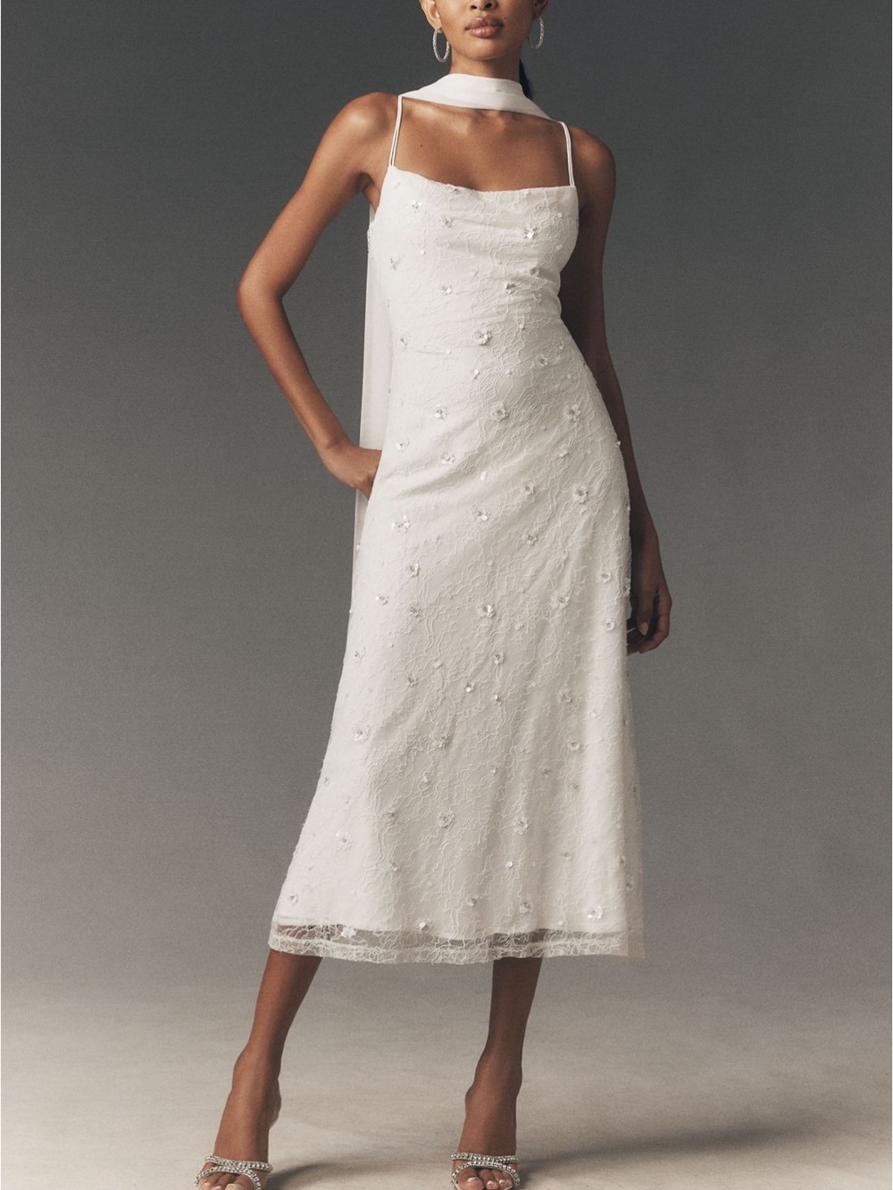Bhldn 3d Deco Lace Slip Dress With Scarf